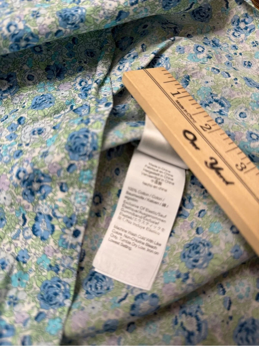J Crew Liberty Fabric 100% Cotton Smocked Floral Puff Sleeve Blouse, Size M